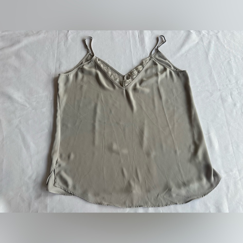 Rachel Zoe Gray Lace Cami Top Size Large